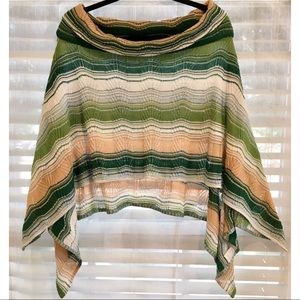 Missoni Multi Stripe Knit Turtleneck Poncho Cape